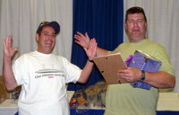 The top two finishers trade fish stories at the podium! (2008)